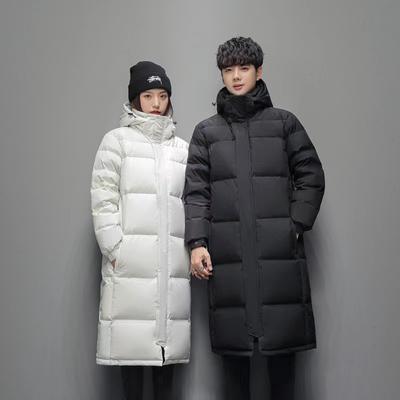 Herbst und Winter Herren Lange Über das Knie Daunenjacke, Dicke Baumwolljacke, Weiße Entendaunen Daunenjacke, Lässige Baumwolljacke