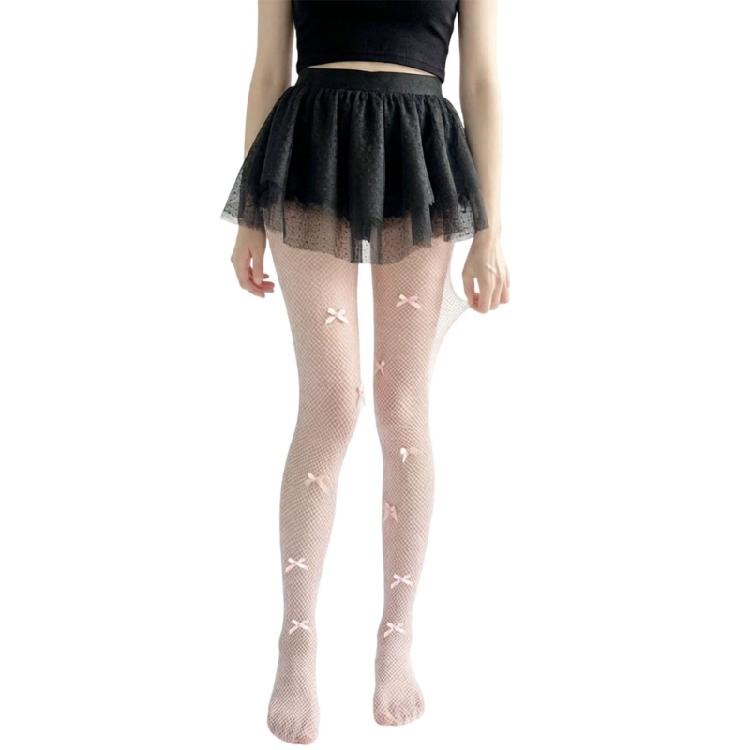 Breathable Lace Fishnet Tights With Unique Bows Embellishment Smooth And Comfortable Pantyhose For Comfort