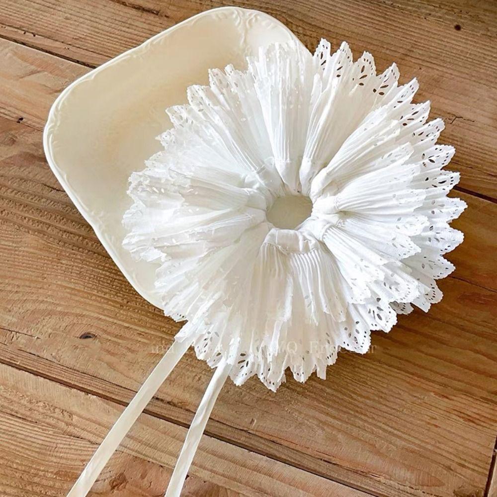 Cloth Lace Scrunchies Double Layer Pleated Large Hair Scrunchies Fashion Elastic Hair Bands  Girl