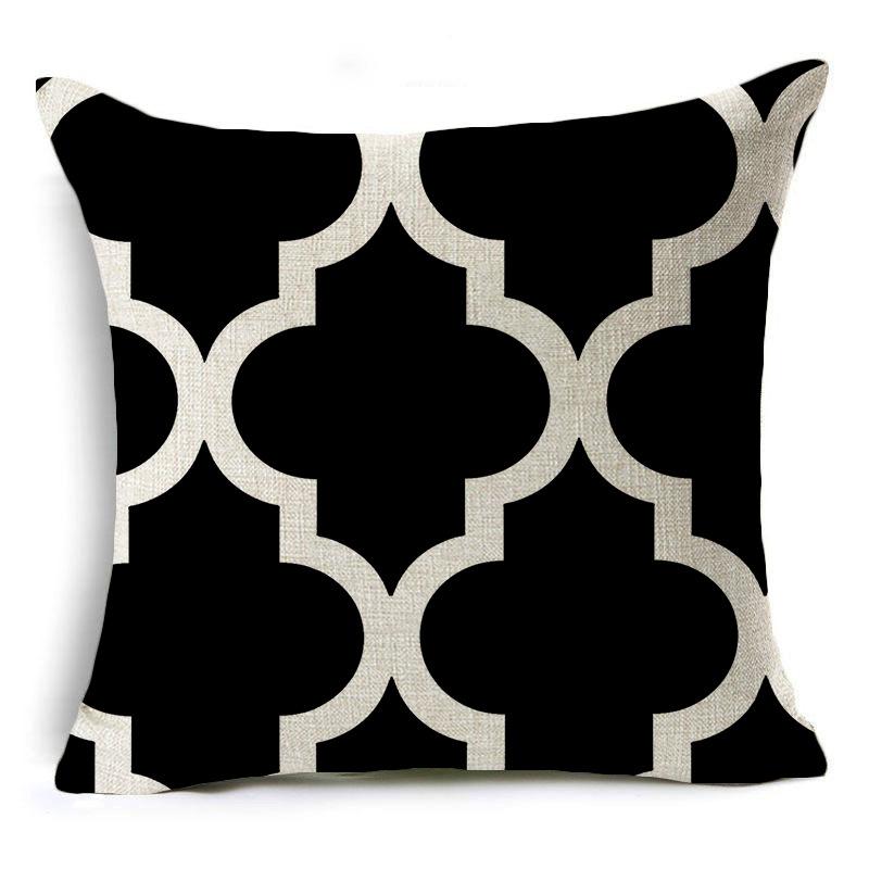 Modern Simple Black and White Geometric Linen Pillow Case Home Sofa Pillow Cushion Cover Soft Decoration