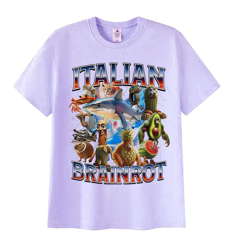 Zabawne włoskie memy o mózgu T-shirty Unisex Tralalero Tralala Tung Tung Tung Sahur Bombardiro Crocodilo Brr Brr Patapim T-shirty