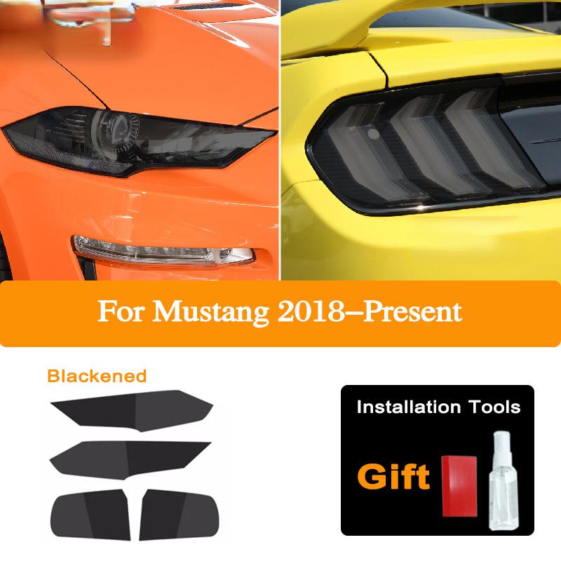 Car Headlight Protective Film For Ford Mustang 2015-Present Shelby GT500 Taillight Tint Black Transparent TPU Sticker Accessorie