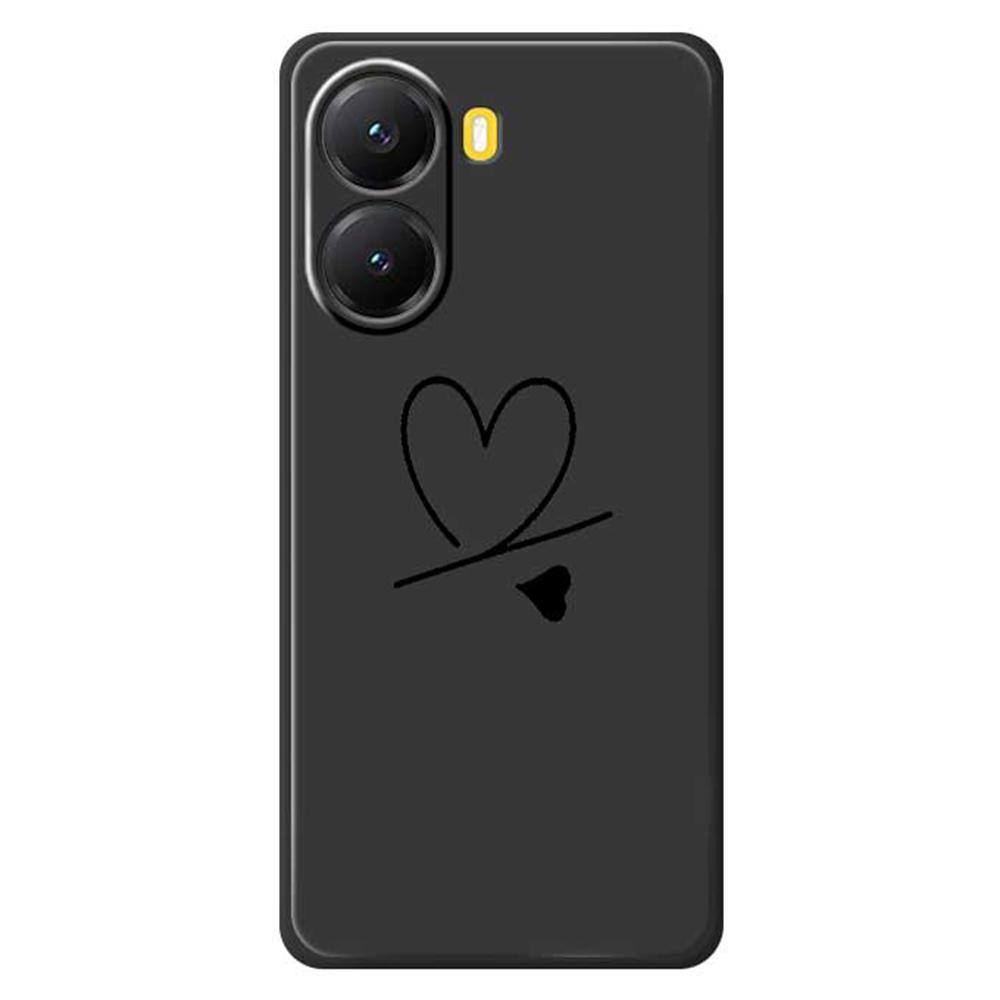 For Xiaomi Redmi Turbo 4 5G/Poco X7 Pro 5G Case Black Love Pattern Printing Straight Edge TPU Phone Back Cover