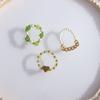 Trendy Love Heart Acrylic Bohemia Pearl Finger Ring Set Party Jewelry Beaded Rings Women Ring