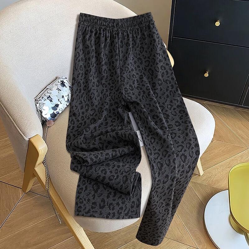 Women's Leopard Print Drawstring Elastic Waist Casual Pants