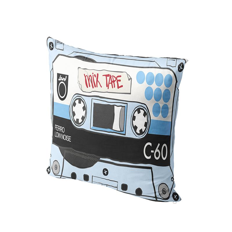 Vintage-Kissenbezug mit Kassette und Musikband. Lustiges Design, Sofakissenbezug, Umarmungskissenbezug, Hochzeit, Party, Schlafzimmer, Heimdekoration