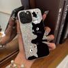 Case for iphone 14 12 XR Air 18 Pro Max XS Max 17 Pro 16 Plus 11 13 15 Black & White Cats Sparkle Crackle Foil Acrylic TPU Phone Case