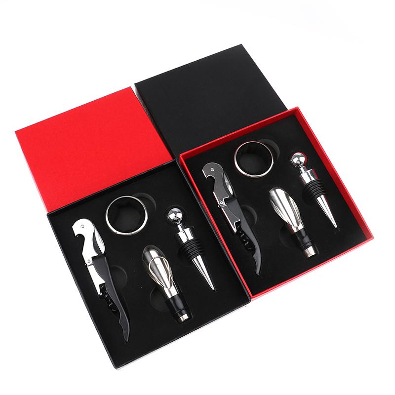 Set Tappo per Bottiglia di Vino Con Scatola Regalo Cavatappi Tappo a Vite Apribottiglia Acciaio Inossidabile Accessori da Cucina Bar Strumento per Regalo di Matrimonio