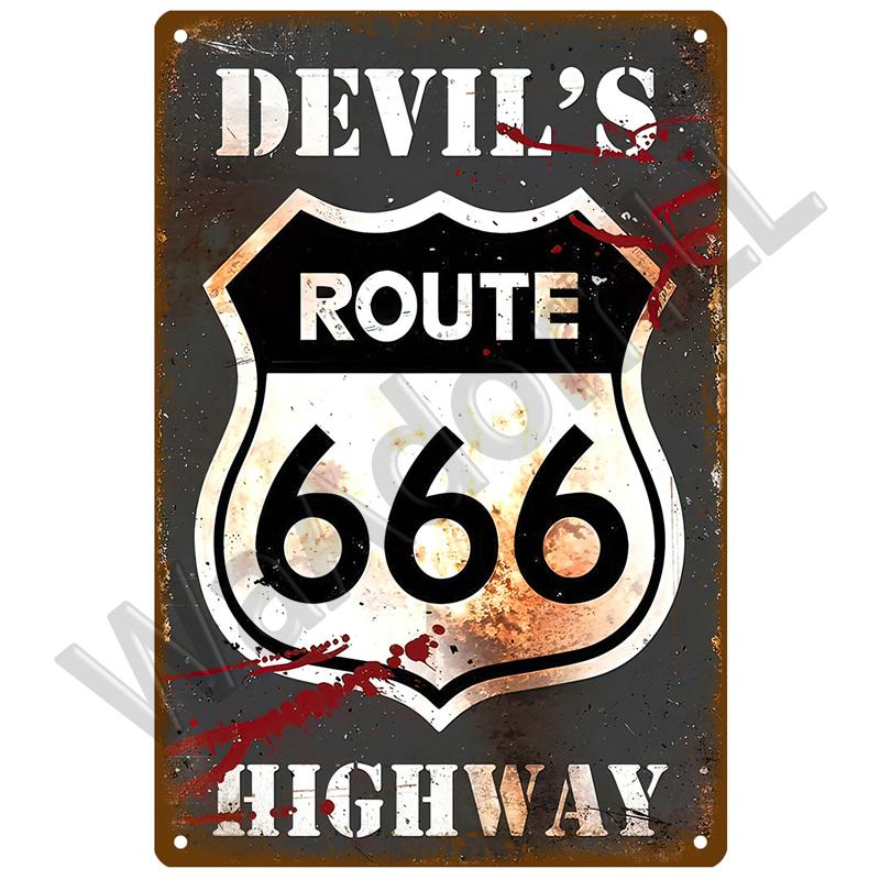 Route 66 Metal Sign House Plaque Metal Poster Tin Sign Plate Wall Posters Vintage Retro Aesthetic Room Decor Wall Art Decoration