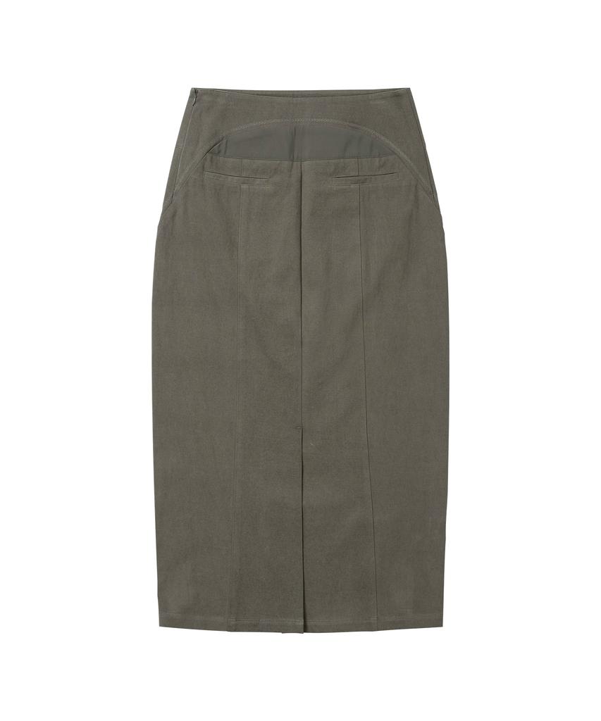 Wellbeing Express Embroidered Long Skirt Khaki