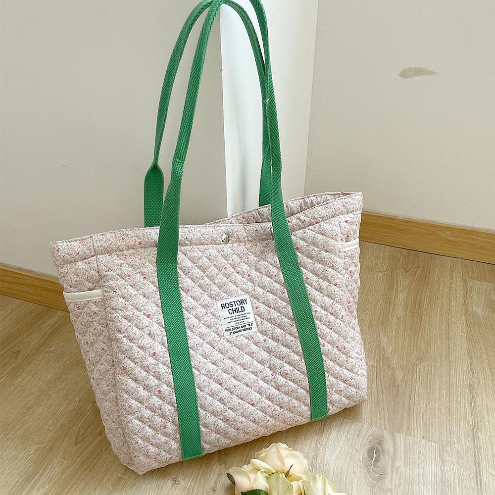

Liberty Quilting Women Cotton Handbag Portable Canvas Cute Books Shoulder Bag Large Tote Girls Soft Cloth Purse Shopping Bags