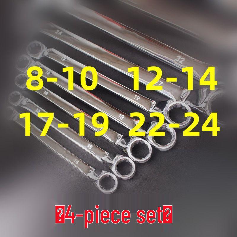 Dual-Ended Extra Long Chrome Hexagonal Box Wrench Set, Mirror Polished