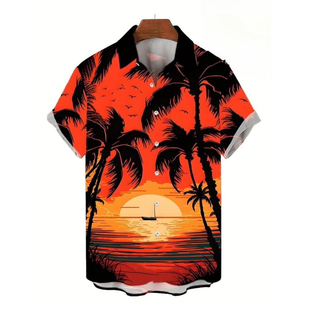 Floral Shirts Men's Hawaii Holiday Party Blouse 2025 Lapel Beach Shirt Flower Camisas Short-sleeved Womens Clothes