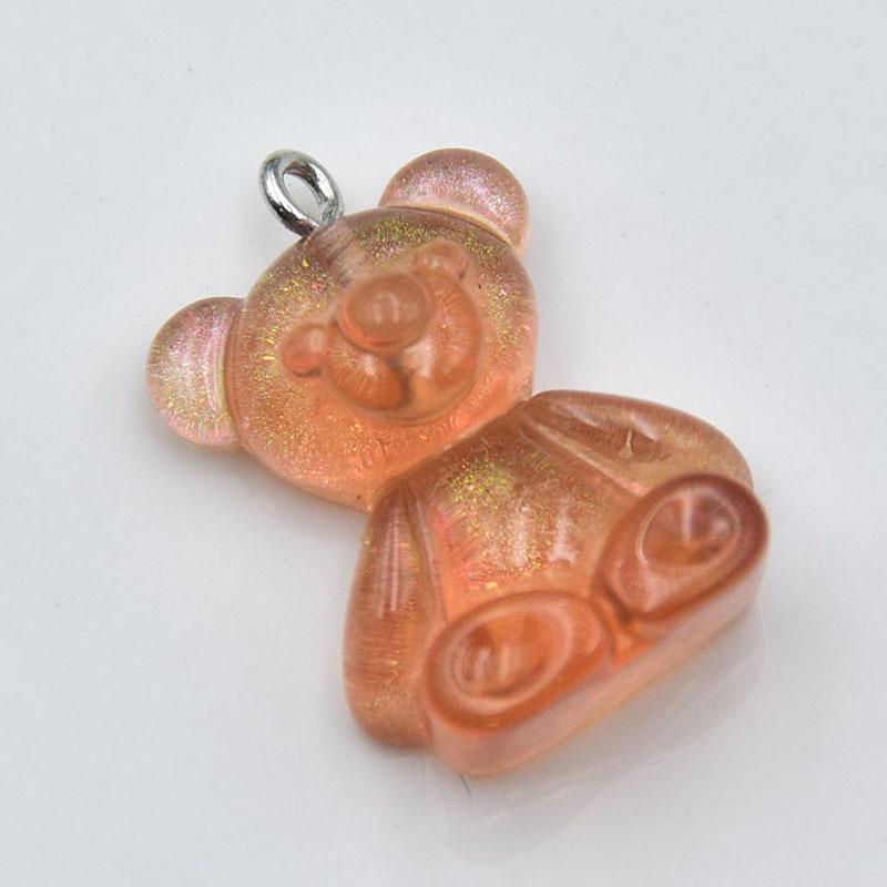 Candy Color Glitter Bear Resin Pendant Earring Keychain Jewelry DIY Accessories