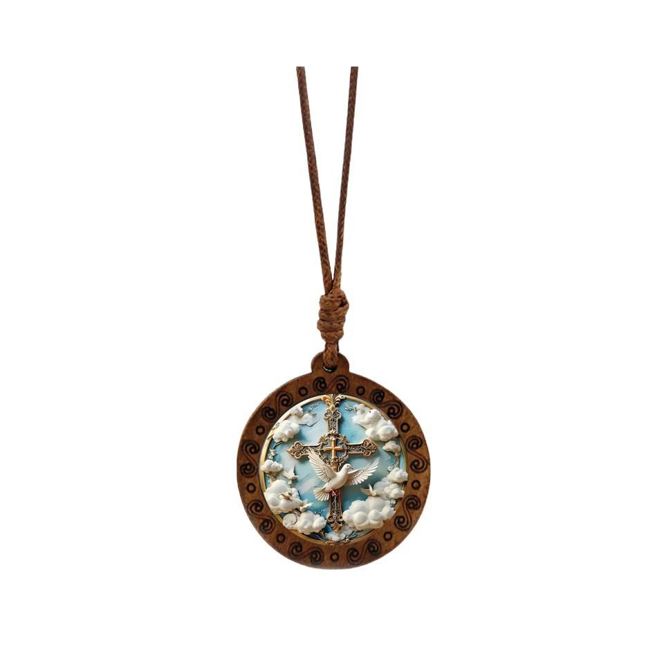 

Wooden Pendant Necklace Versatile Retro Brown Sweater Chain One Size