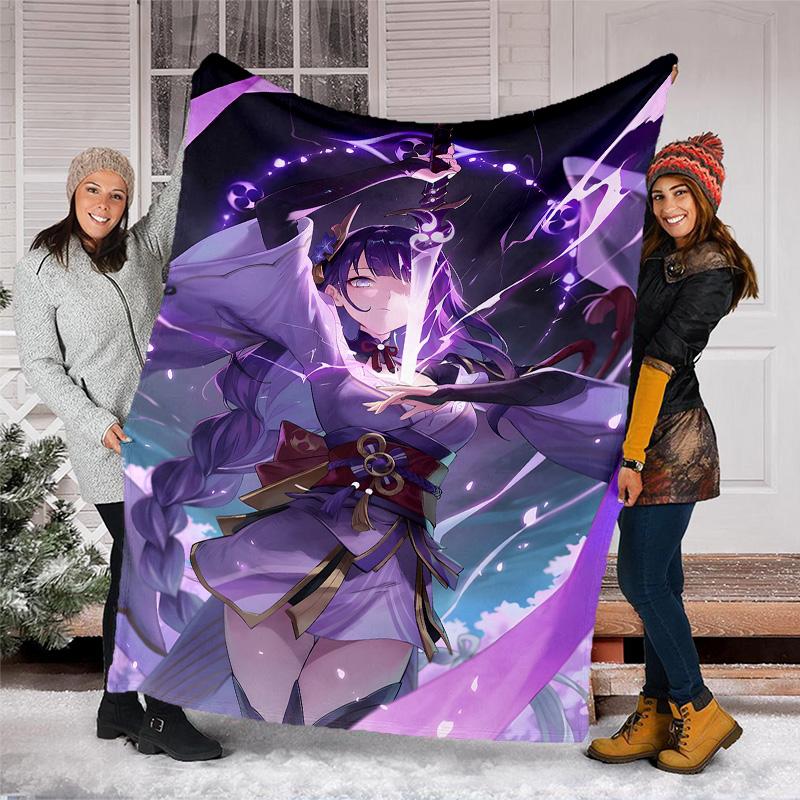 1pc Genshin Impact Beelzebul2 Theme Blanket - Digital Print, Polyester, Cozy for All Seasons, Perfect for Outdoor, Camping, and Travel