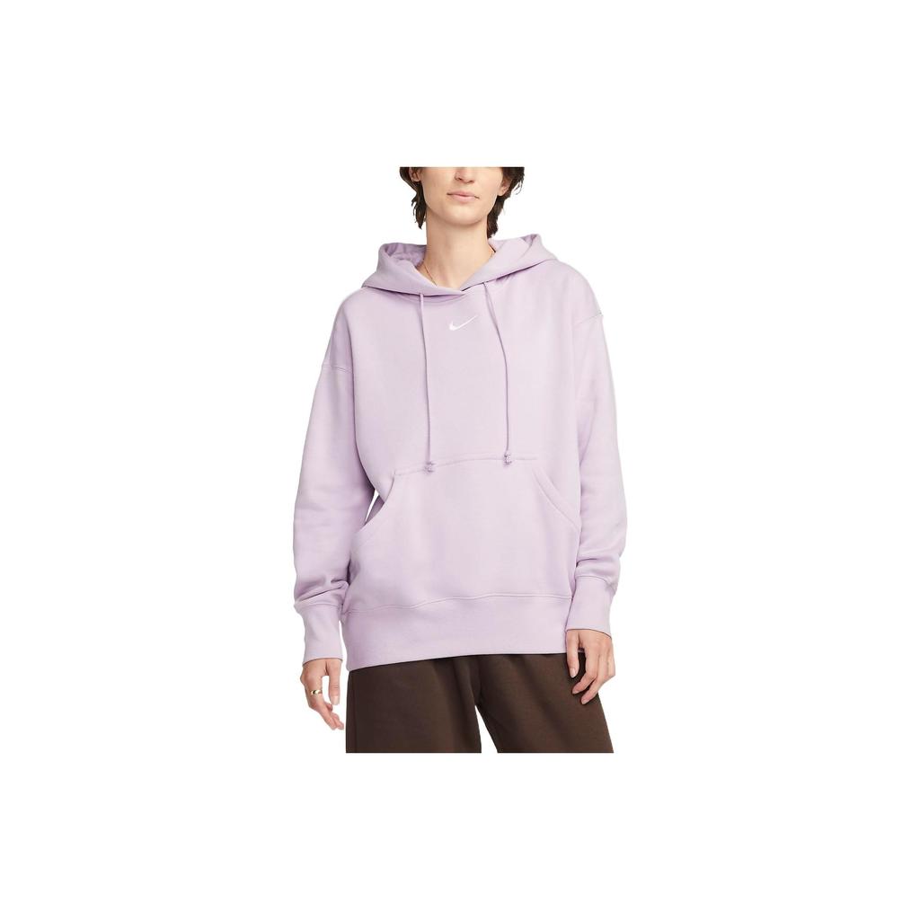 Nike Logo Print Drawstring Hoodie with Long Sleeves Women Hoodie Purple DQ5861-530