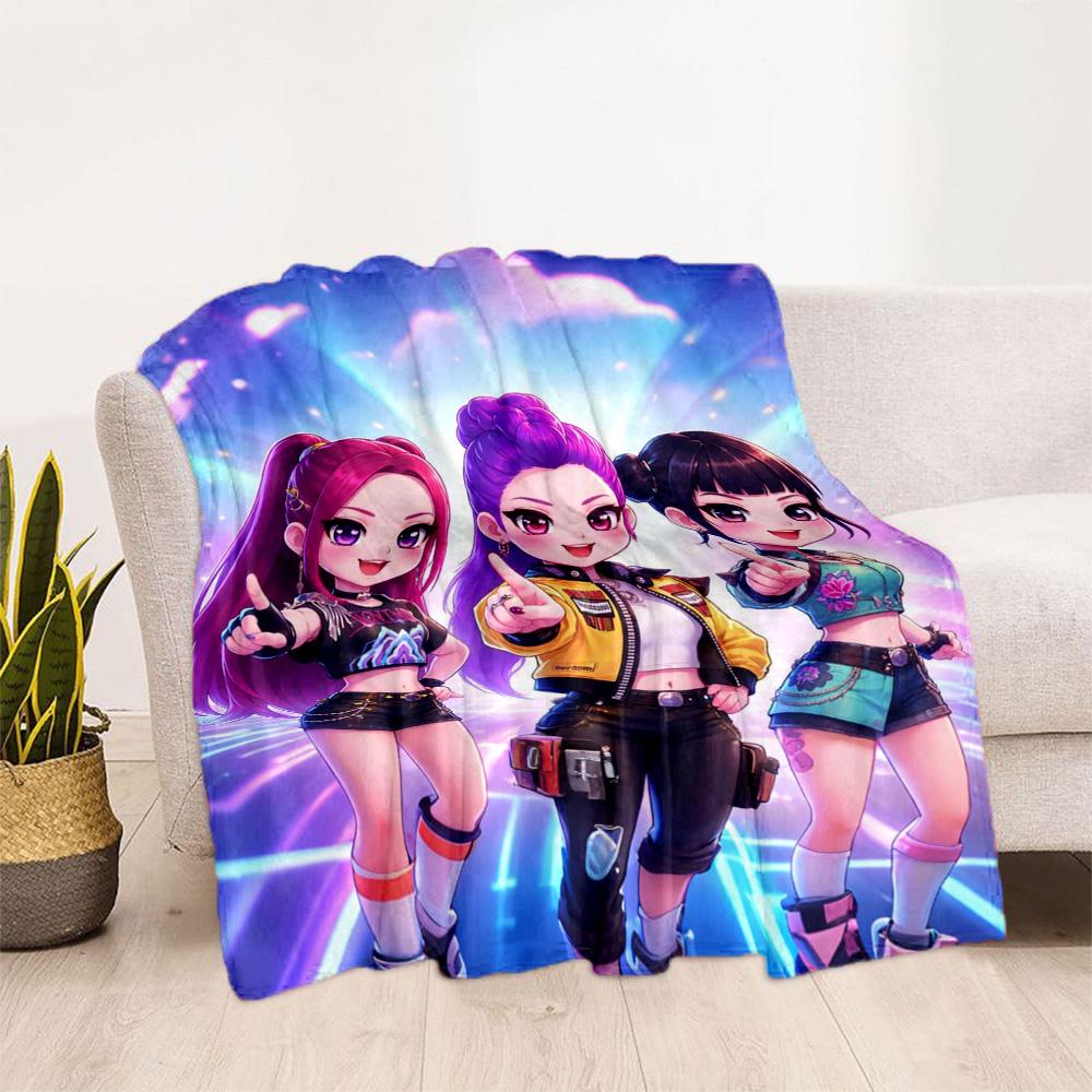 1pc K-Pop Demon Hunters Blanket Comfortable Soft Lightweight Multi Seasonal Blanket Travel Camping Picnics Sofa Office bedroom Perfect Gift Friends