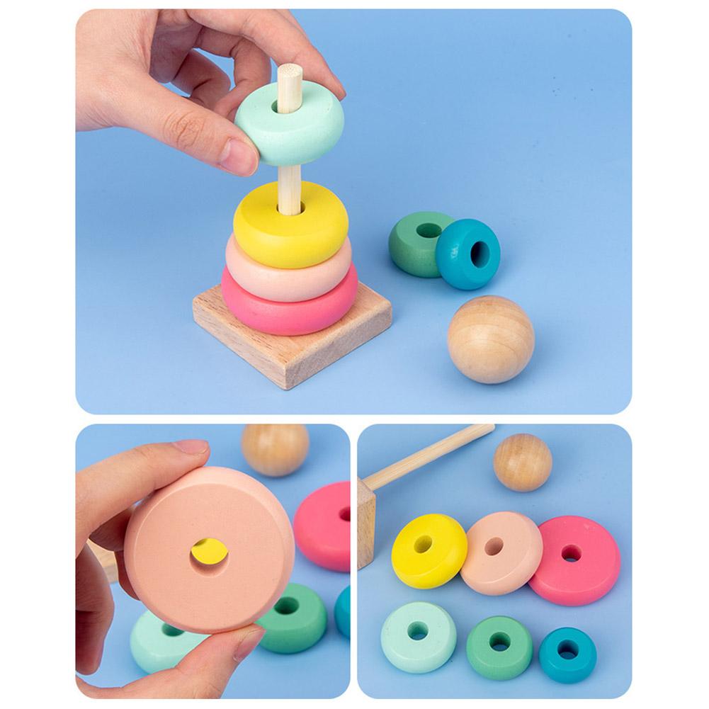 Baby Wooden Toys Rainbow Stacking Ring Tower Blocks Puzzle Toys Montessori Educational Color Shape Geometric Game Toys for Kids