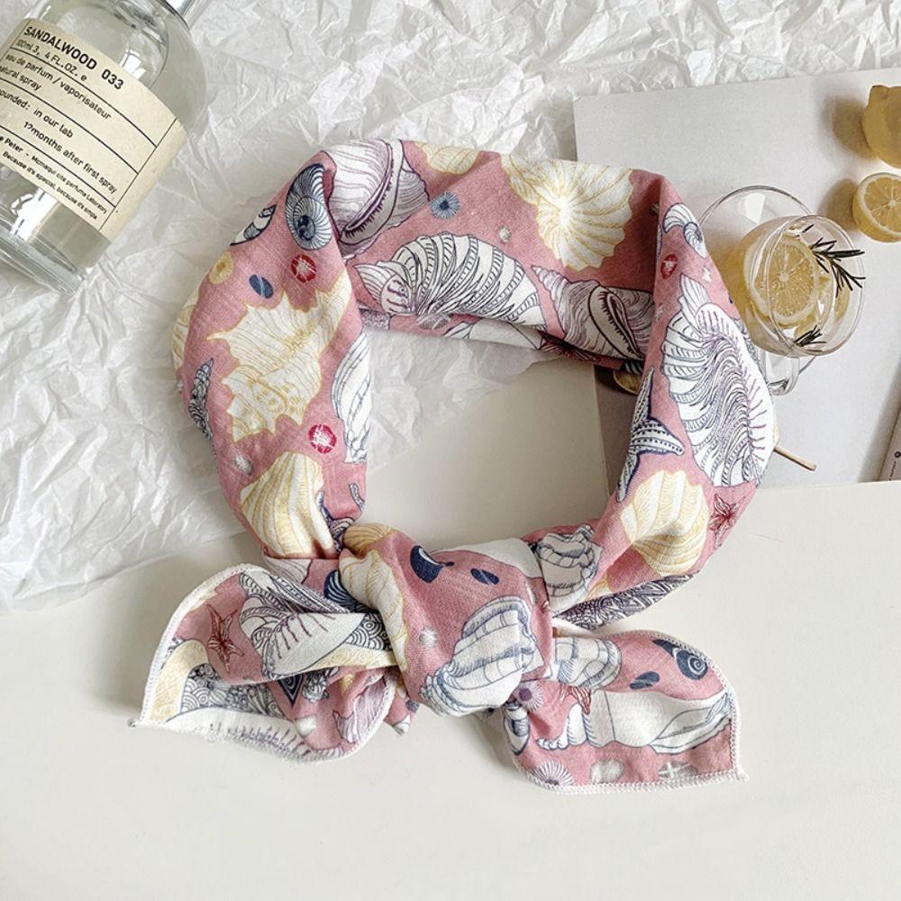Sunscreen Flower Print Scarves Neckerchief Printed Silk Scarf Fashion Small Square Scarf  Ladies