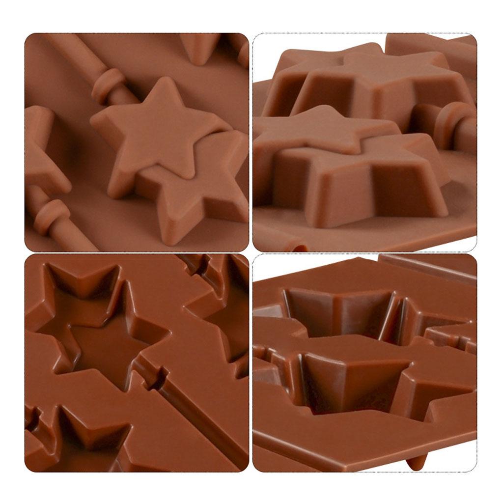 6 Cavity Star Lollipop Mold Chocolate Candy Jelly Cake Cupcake Tops Biscuits Baking Mould