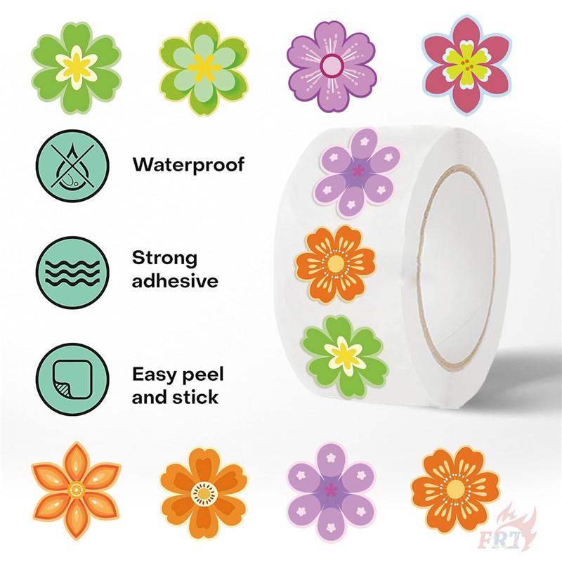 500Pcs/Roll Danish Flowers Art Kids Rewards Stickers - DIY Scrapbooks Album Decor Sealing Label Decals