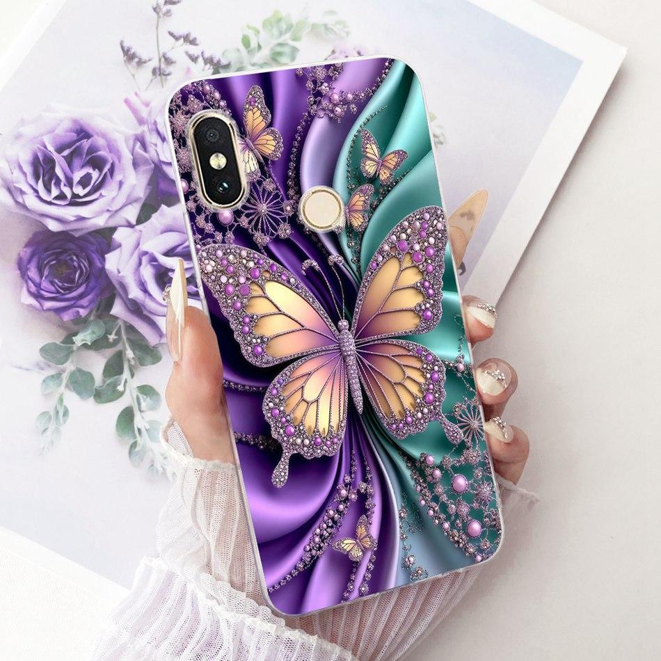 For Xiaomi Redmi Note 6 Pro Cute Flower Butterfly Cat Painted Case For Redmi Note6 Soft Silicone TPU Phone Cases