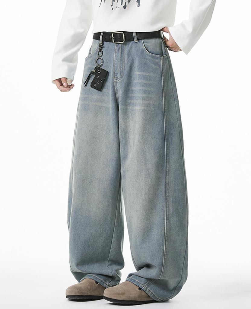 [ANONIE] Men's Plus Size Denim Pants, Slim Fit, Blue, XL