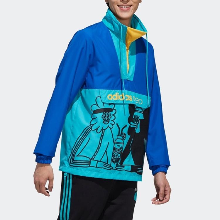adidas Neo Men's Blue Cyan Cartoon Print Anorak Jacket FU3589
