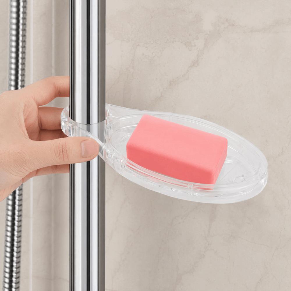 2 Pack Oval Shape Soap Holder Plastic Soap Storage Tray Easy Install Soap Rack  Shower Rail