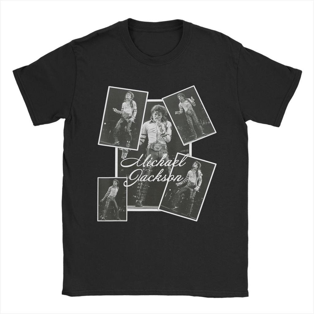 The King of Pop Michael Jackson Men T Shirts  Funny Tees Short Sleeve Crewneck TShirts 100 Cotton Plus Size Tops