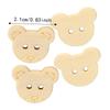 100pcs 21mm Diameter Animal Sewing Buttons Unfinished Raw Wood Bear Shape Buttons  For Sewing Crafts