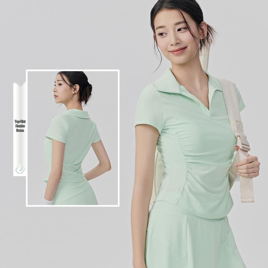 Women's Anti-Glare Tennis Skirt & Breathable Yoga Top Set: Slimming, Waist-Cinching, Casual Sportswear