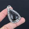 925 Sterling Silver Pear Black Fossil Coral Gemstone Bezel Boho Pendant Jewelry