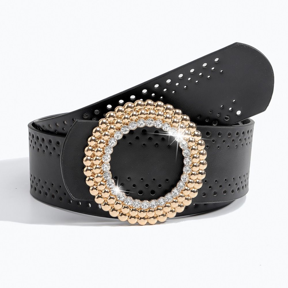 Retro Wide Belt Hollow Hollow Belts New Black Waistband for Women Girls