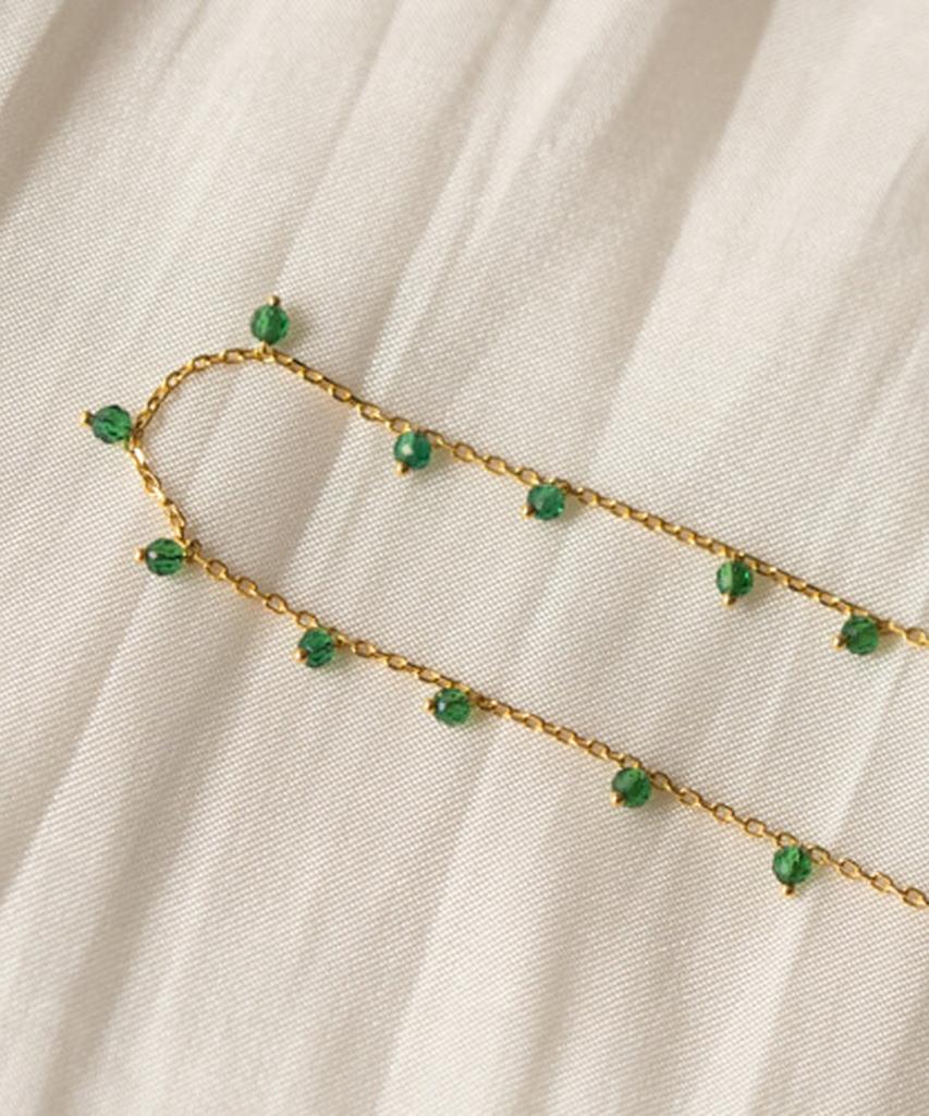 Alleun Silver 925 Chain Gemstone Choker Silk Mini Silver Necklace