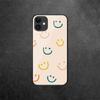 Smiley ansiktsmønster herdet glass telefondeksel for iPhone Samsung Galaxy OnePlus Oppo Xiaomi Redmi Note SA 7 8 9 10 11 12 13 14 20 21 22 53 Pro Ultra