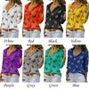 Frauen Casual Shirt Blusen Langarm Turn-Down Kragen Schmetterling Print Elegante Arbeit Mode
