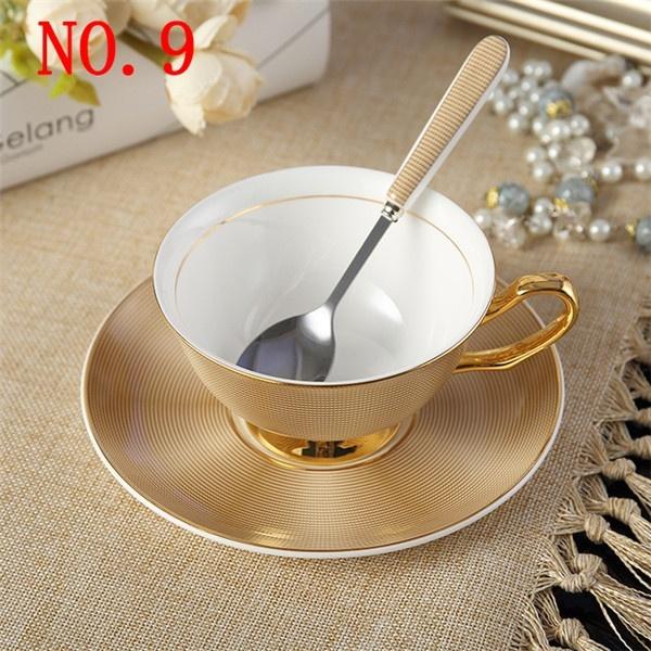 2025 Flowers Painting afternoon tea Coffee Cups Bone china Tea Cup and Saucer Spoon Set Advanced Porcelain Mug for Gifts