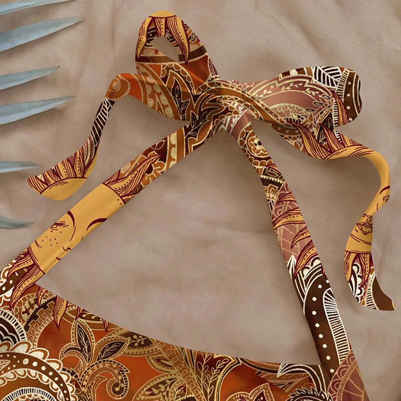 Summer Vintage Bohemian Sun Face Print Halter Neck Fitted Top