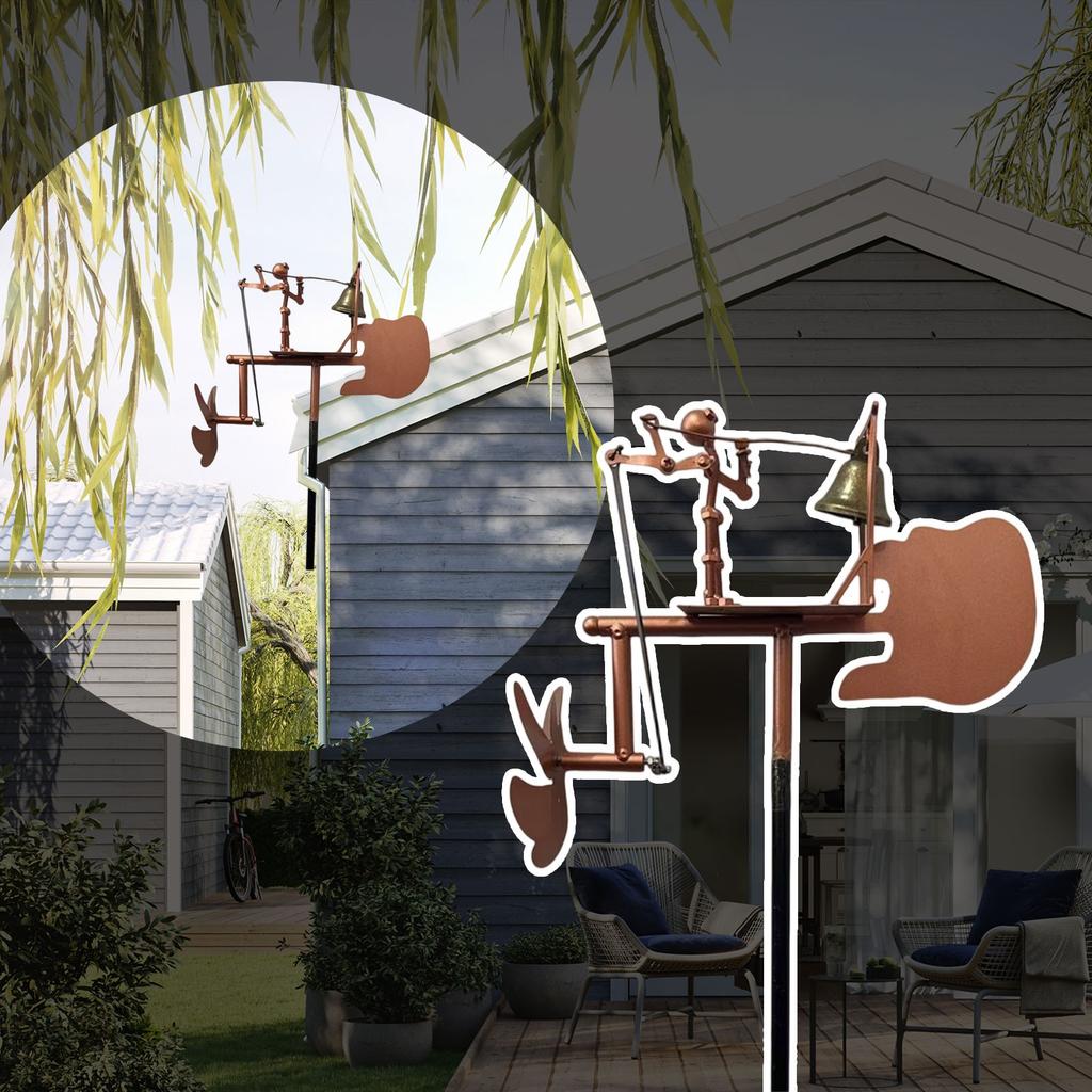 Handmade Metal Drummer Windmill, Drummer Windmill Garden Decoration, Percussionist Music Figurines,Fun Wind-Powered Sculpture