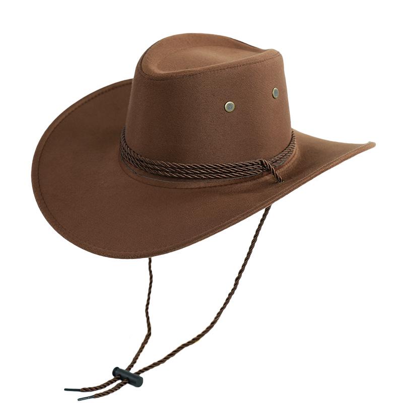 Men's Imitation Suede Western Cowboy Hat for Outdoor Camping & Hiking