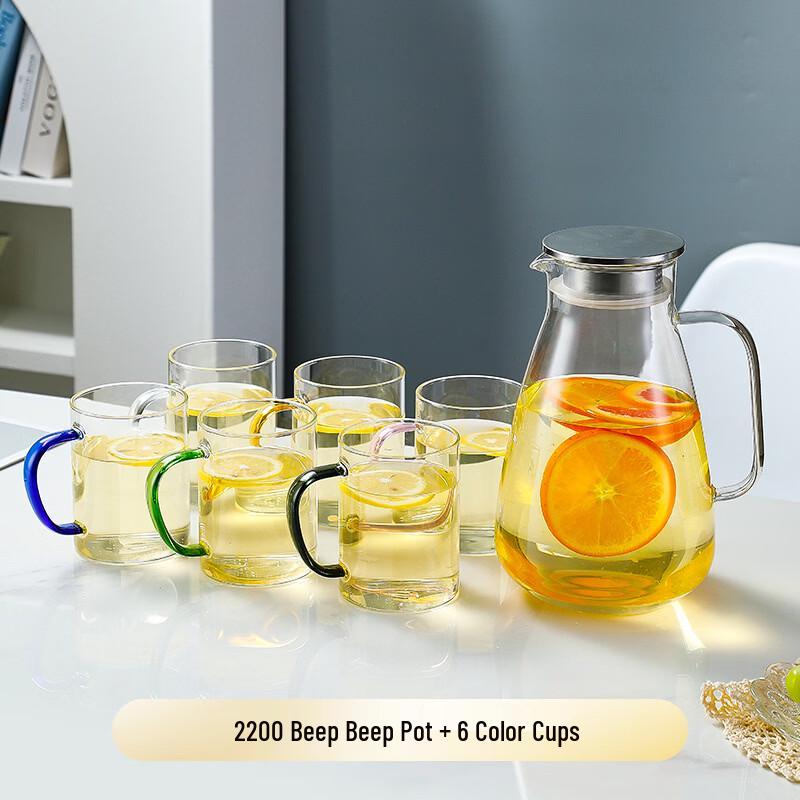 High Borosilicate Glass Cold Brew Tea Kettle with 6 Cups
