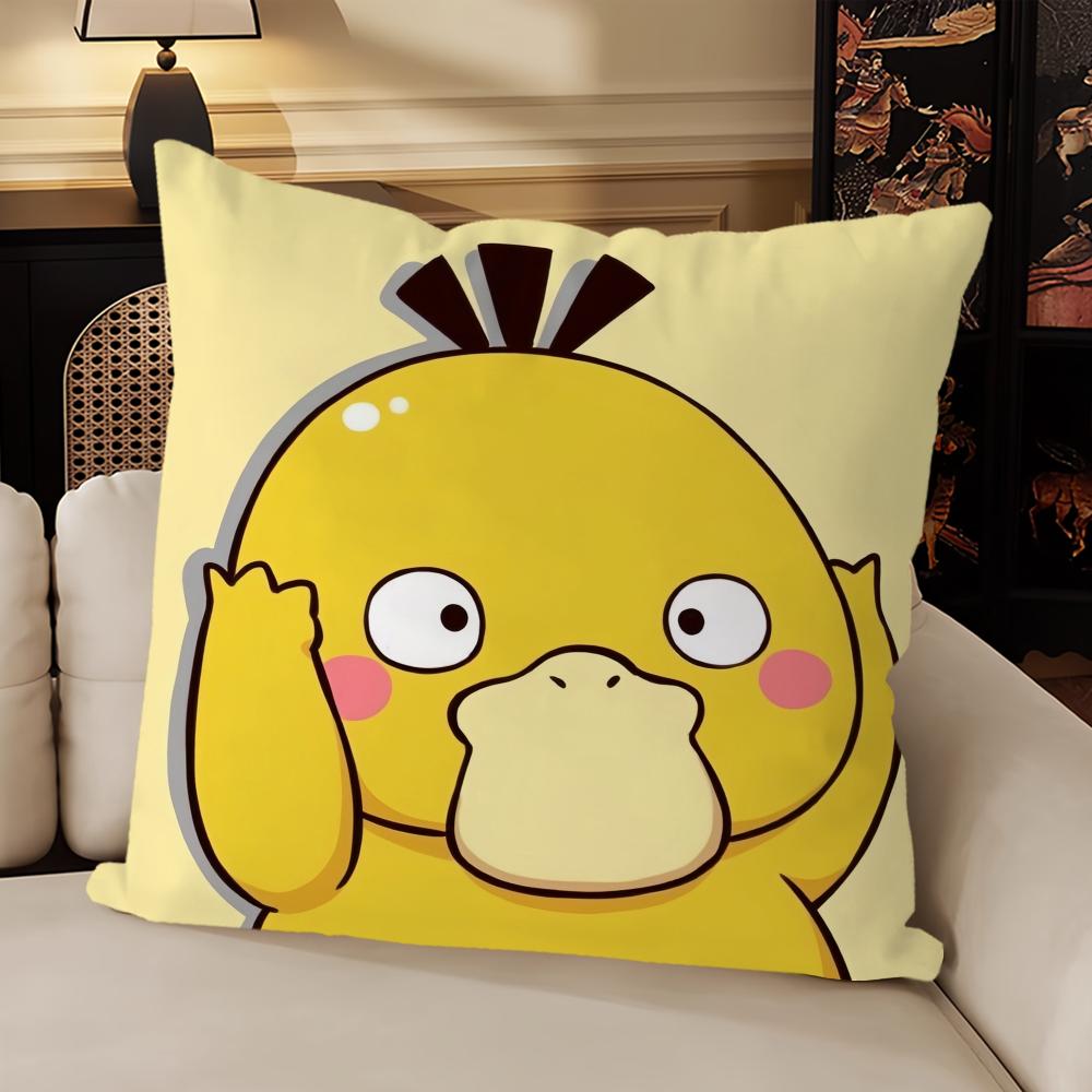 Kreslený P-Psyduck Roztomilý Pohovka Obývací pokoj Ložnice Čelo postele Opěrka Polštář Čtvercový polštář Polštář na zdřímnutí Povlak na polštář