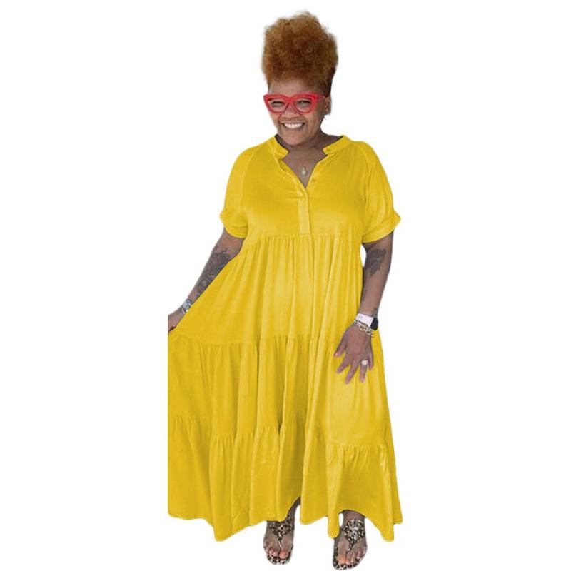 2026 European & American Plus Size Women s Casual Button Lapel Dress Small