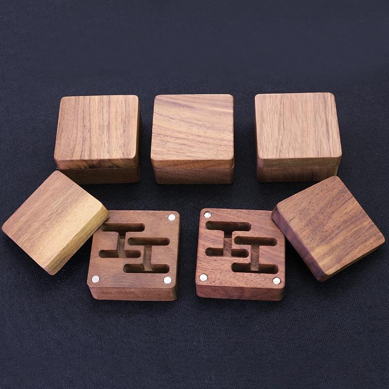 Classic Wooden Jewelry Box Custom Logo Engraving Men Cufflink Single Tie Clip Wedding Engagement Ring Packaging Case