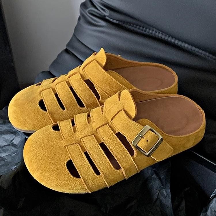 Retro women's versatile new spring and summer outer wear one pedal lazy hollow bag head half slippers