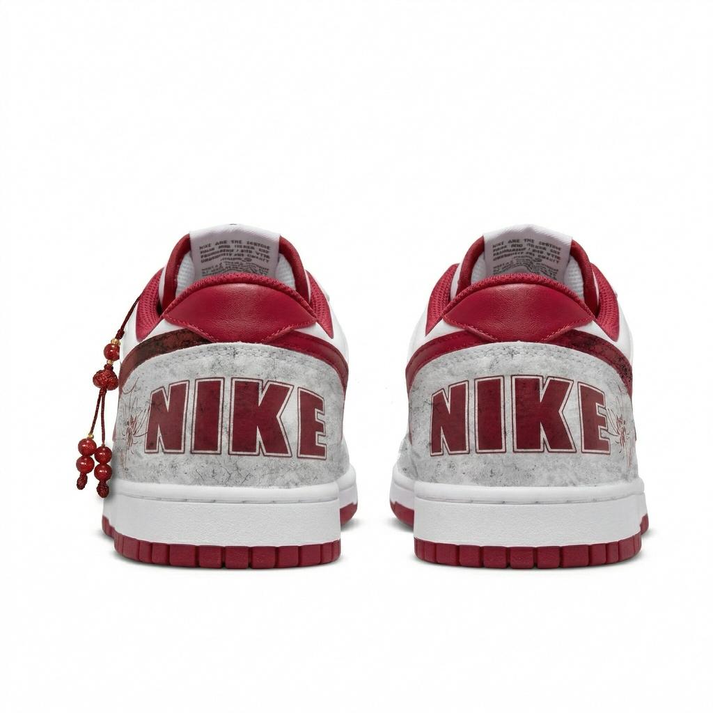 Nike Big River Soaked Moon, Fiery Serpent Abrasion Resistant Slip Resistant Low top Skateboard Shoes Unisex White Red 355152-150(Team724-)