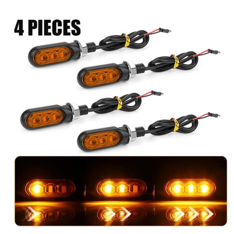 Motorcycle Mini LED Turn Signal Lights Amber Flowing Directional Signal Lamp Intermitentes Moto For Kawasaki Yamaha Cafe Racer