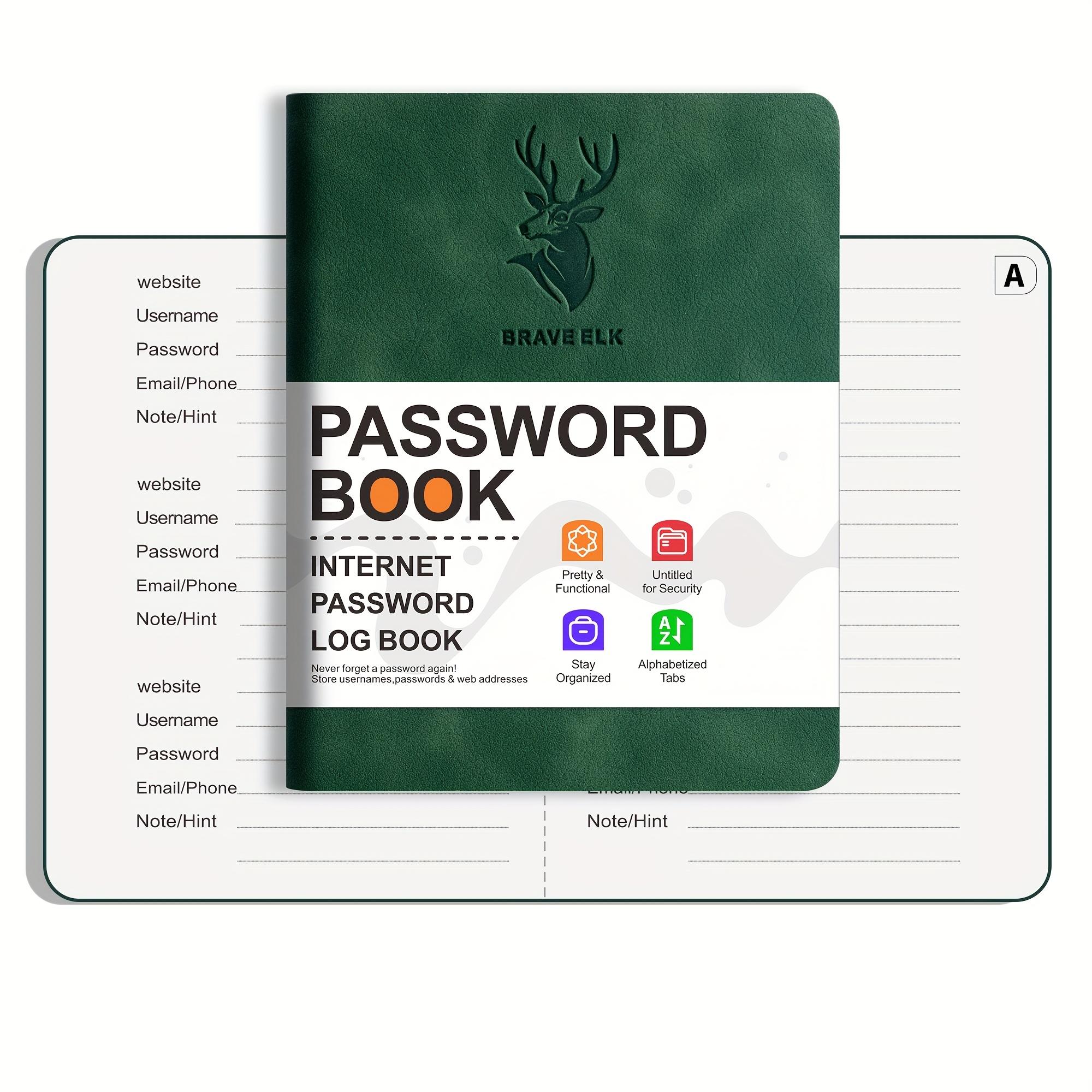 

Secure Faux Leather-Bound Logbook with Large Print & Alphabet Tabs - Prevent Identity Theft, Secure Password Storage